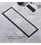 Rejilla Rectangular Invisible Sin Borde 20x10 Negro Mate - Aqua center 