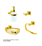 Set X 4 Piezas Accesorios Baño Dorado Lujo - Aqua center 