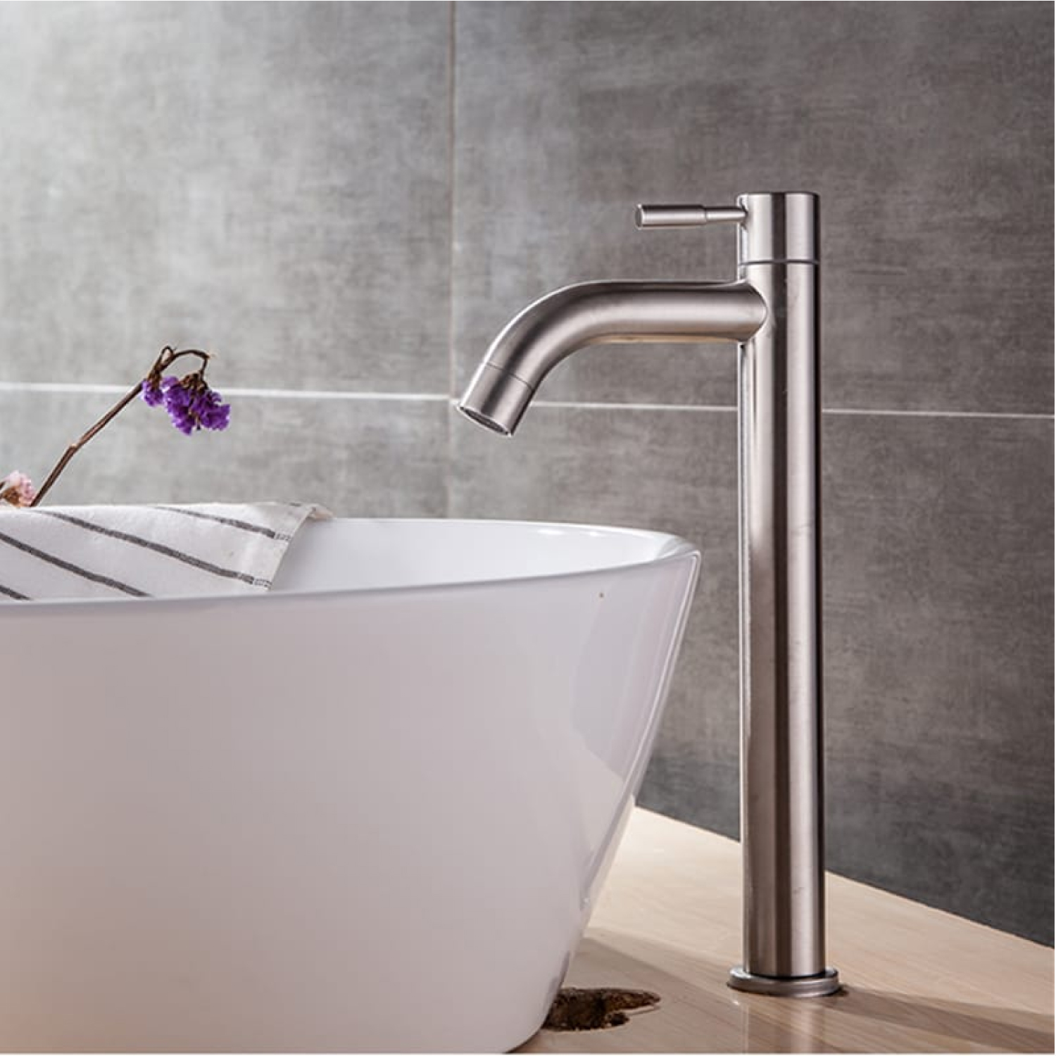 Griferia Alta Agua Fria Inox Lavamanos
