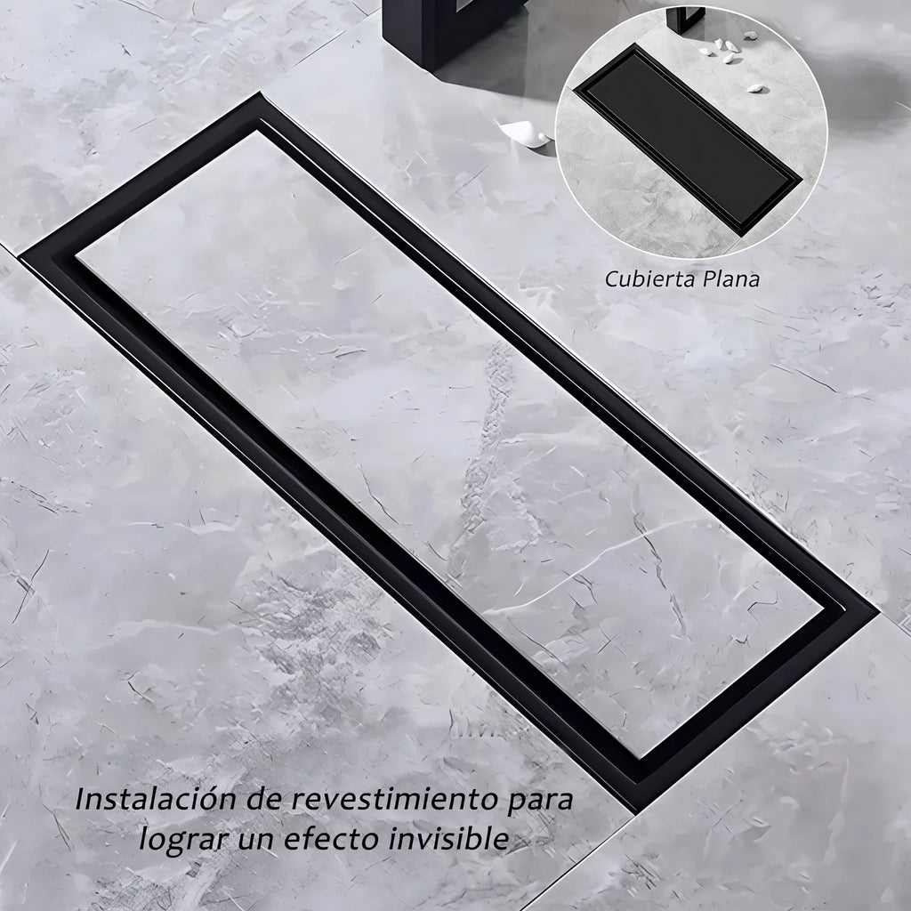 Rejilla Rectangular Piso Invisible 30x10cm Negra