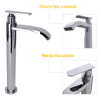 Grifo Llave Alta Tipo Cascada Cromada Agua Fría para Lavamanos - Aqua center 