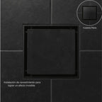 Desagüe al Piso Invisible 10x10 Negro – Elegancia que se Oculta - Aqua center 