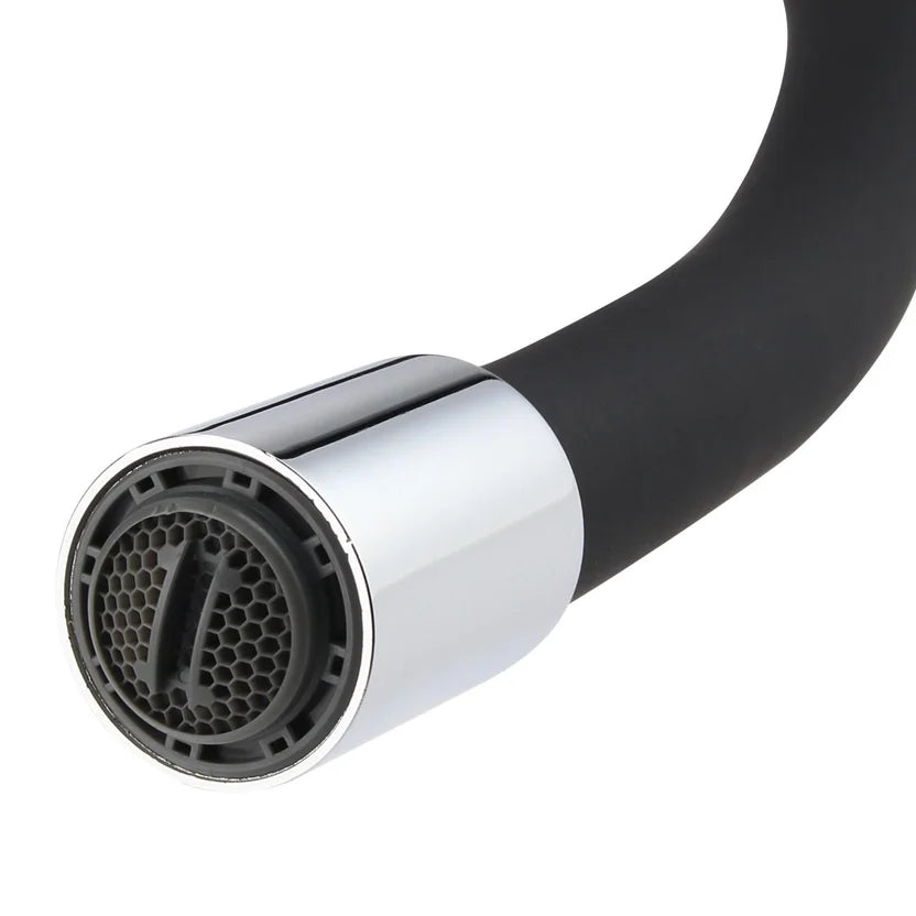 Griferia lavaplatos cuello flexible negro